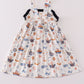 Navy beach print girl dress