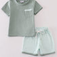 Sage gingham boy shorts set