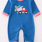 Blue truck heart applique boy romper