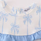 Blue bow ruffle girl bloomer set