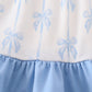 Blue bow ruffle girl dress