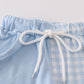 Blue gingham boy shorts set