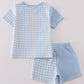 Blue gingham boy shorts set