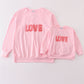 Pink valentine's day love french knot mom&me top