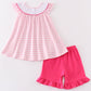 Pink barbie embroidery gingham girl set