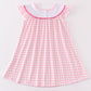 Pink barbie embroidery gingham girl dress