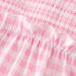 Pink gingham smocked women dress