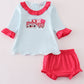 Pink truck heart applique girl bloomer set