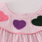 Pink gingham heart french knot girl set