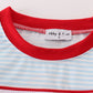 Blue stripe heart french knot boy top