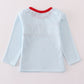 Blue stripe heart french knot boy top