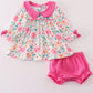 Pink floral girl bloomer set