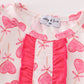 Pink valentine heart print girl romper