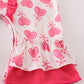 Pink valentine heart print girl romper