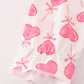 Pink valentine heart print girl romper