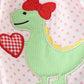 Pink dinosaur heart applique girl set