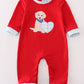 Red puppy heart applique boy romper