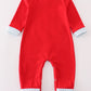 Red puppy heart applique boy romper