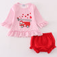 Valentine's day fire truck applique girl bloomer set