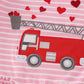 Valentine's day fire truck applique girl bloomer set