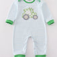 Green tractor lucky clover applique boy romper