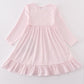 Pink tractor lucky clover applique girl dress