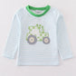 Green tractor lucky clover applique boy top