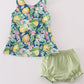 Greem lemon print girl bloomer set