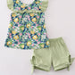 Greem lemon print girl set