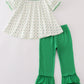 Green lucky clover embroidery girl set