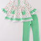 Green rainbow clover girl pants set