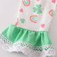 Green rainbow clover girl pants set