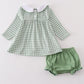 Green clover embroidery girl bloomer set