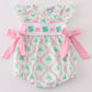 Pink green bow clover embroidery girl bubble