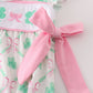 Pink green bow clover embroidery girl bubble