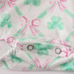 Pink green bow clover embroidery girl bubble