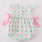 Pink green bow clover embroidery girl bubble