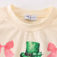 Cream clover rainbow print girl top