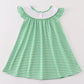 Green stripe lucky charm french knot girl dress