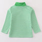 Green stripe lucky charm french knot boy pullover