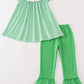 Green stripe lucky charm french knot girl set