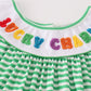 Green stripe lucky charm french knot girl set