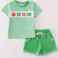 Green stripe lucky charm french knot boy set