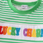 Green stripe lucky charm french knot boy set