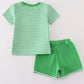 Green stripe lucky charm french knot boy set