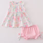 Pink Pastel Meadow print girl bloomer set