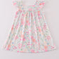 Pink Pastel Meadow print smocked girl dress