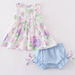 Purple hydragena print girl bloomer set