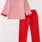 Valentine's day smocked heart embroidery boy set