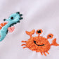 Coral & sage marine creature embroidery girl set